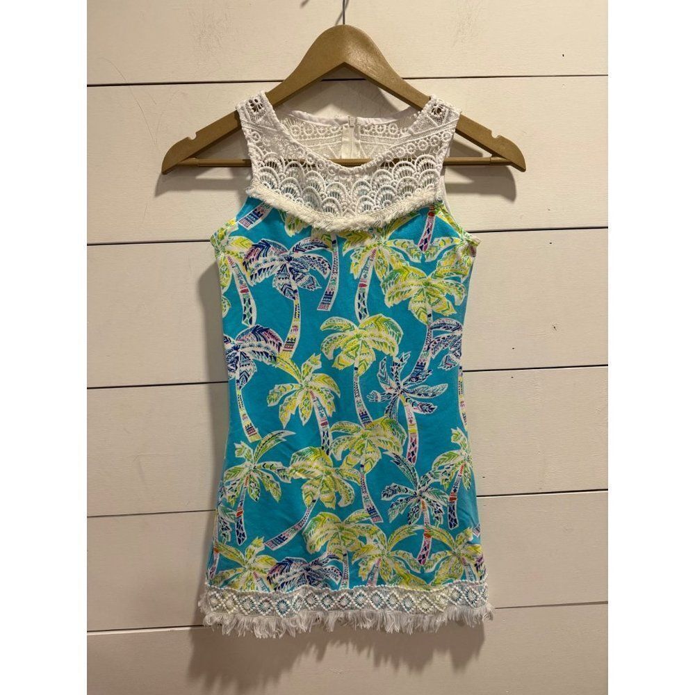 Counting Daisies Tropical Palm Print Knit Dress Sz 10